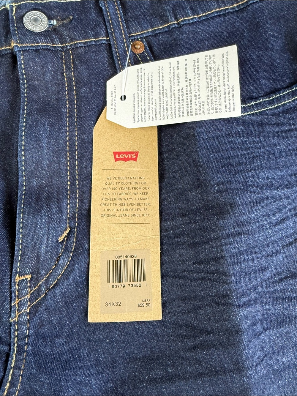 Levi's 514 Men's Indigo Straight-Leg Jeans Stretch 34x32 NWT Denim - Picture 3 of 11